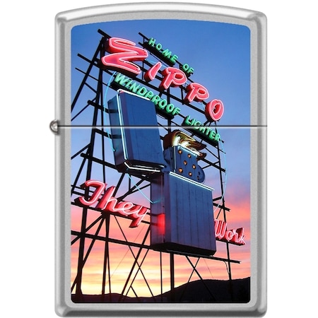 Zippo 2024 Zippo Custom Neon Sign Satin Chrome ZIP-207CI017906